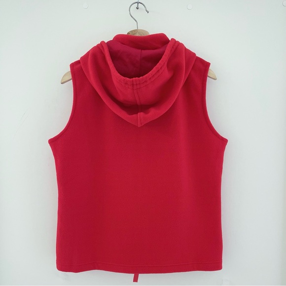 Marisa Christina Fleece Vest Removable Hood Full Zip Red Pockets High Neck - Picture 10 of 16